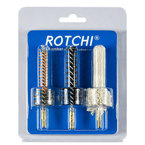 Riflekammerrengjøringsbørste 3-i-1 sett, blisterpakning og kortpakke. Tilgjengelig